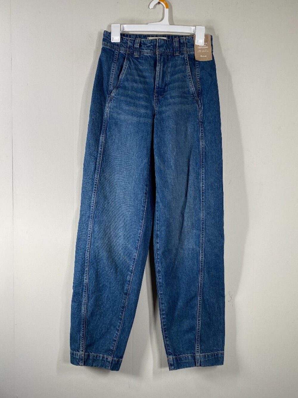 Madewell Tapered Denim Trousers Women's 24 Mid Rise Blue Office Casual NWT